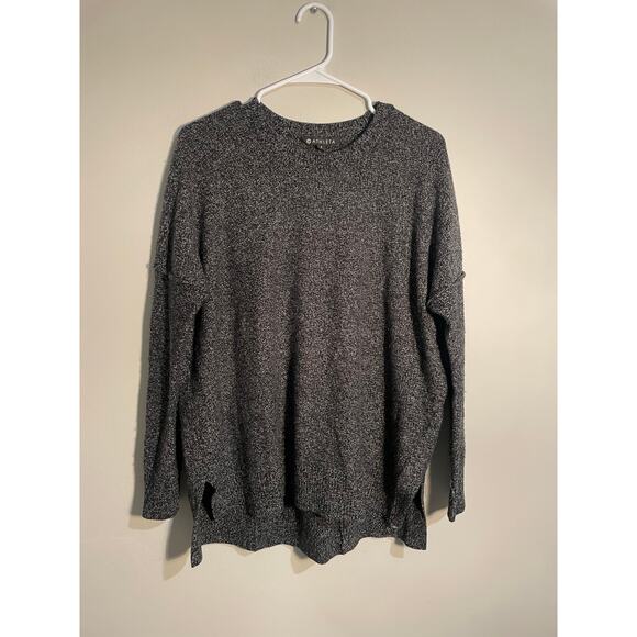 Athleta Perspective Wool Cashmere Crew Sweater In Black Marl Size Small - Picture 2 of 12